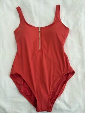 New without Tags, Michael Kors Terracotta One-Piece Swimsuit with Front Zip